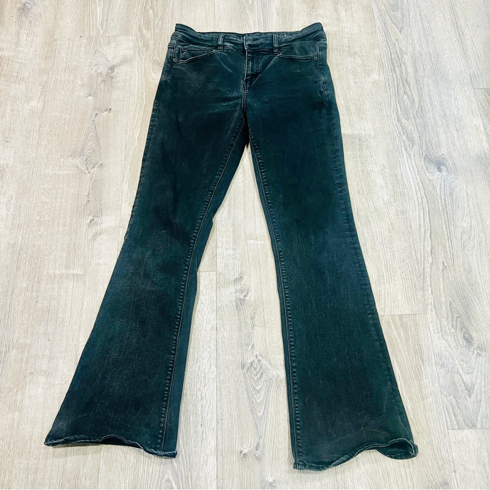 American eagle artist flare next level stretch dark wash denim jeans 14 long - Picture 1 of 16